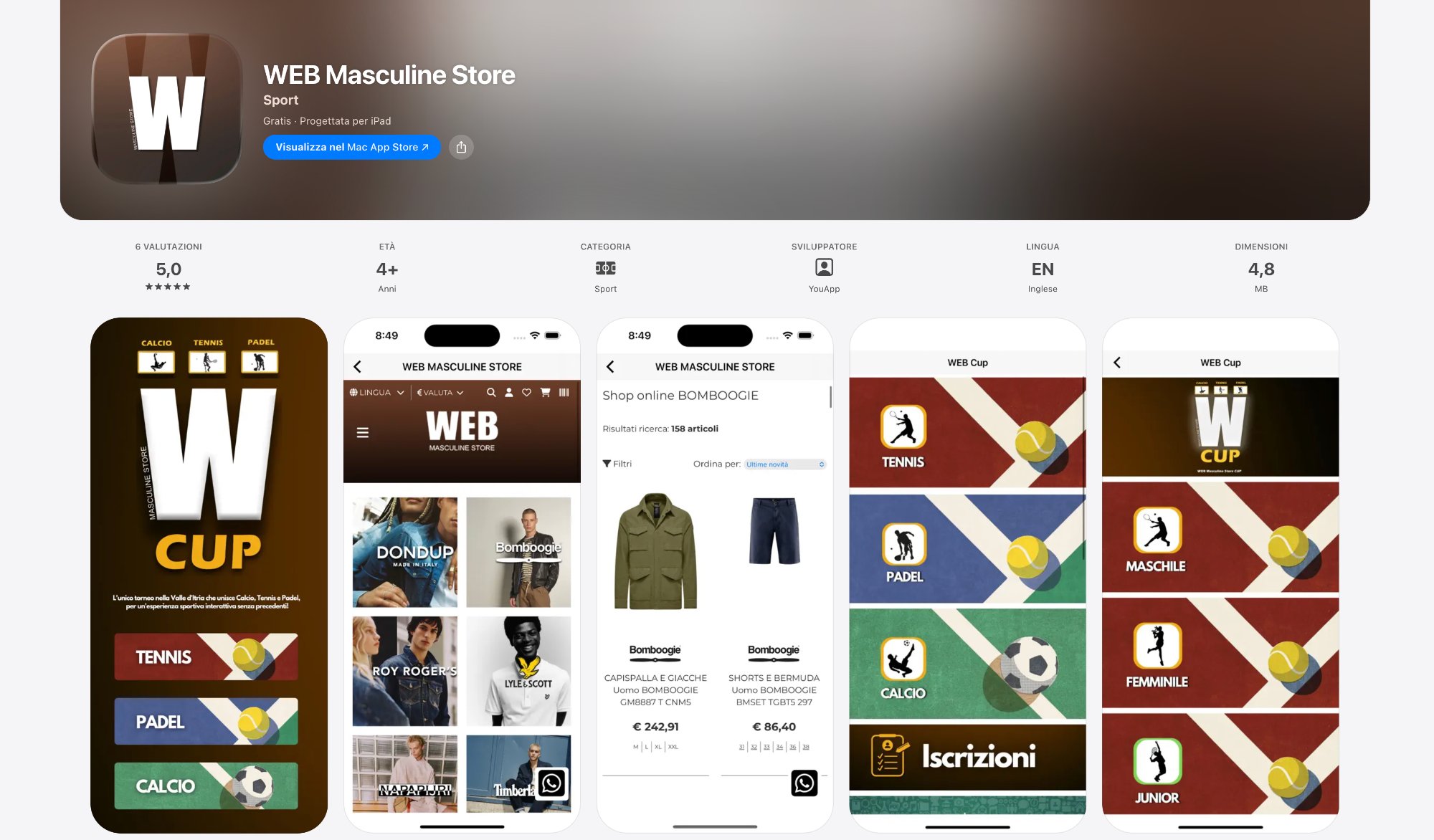 WEB Masculine Store App