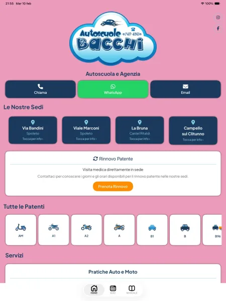 App Autoscuola Bacchi su iPad