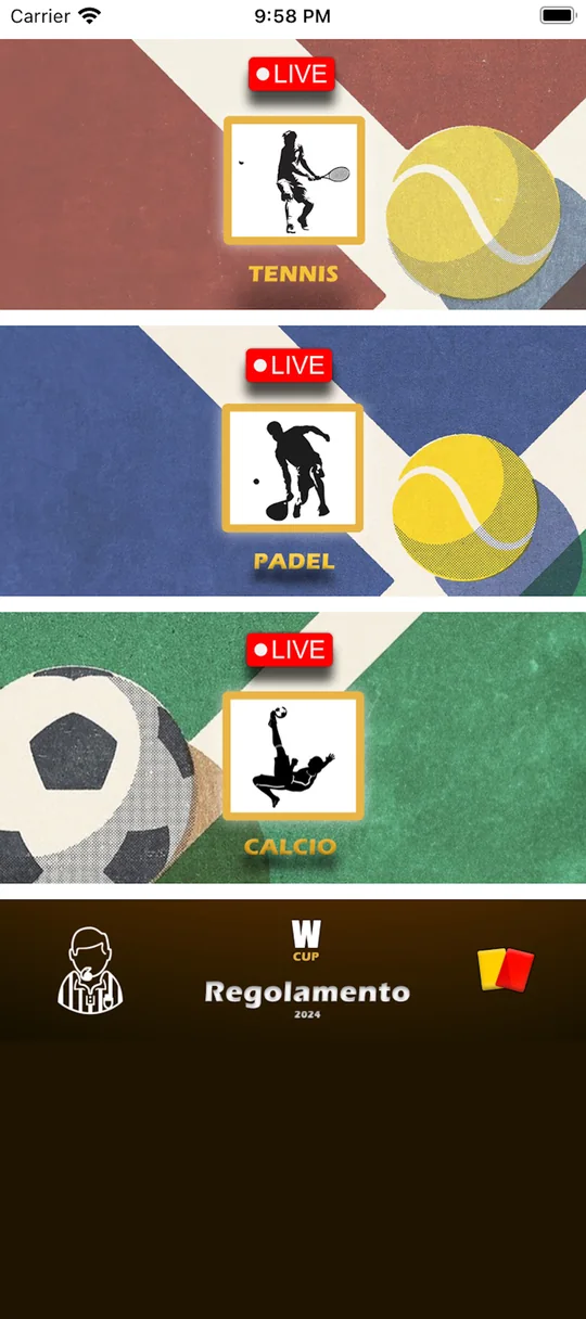 App WEB Masculine Store su iPhone: la WEB Cup, torneo di tennis, padel e calcio a 5 con partite live, order of play e regolamento